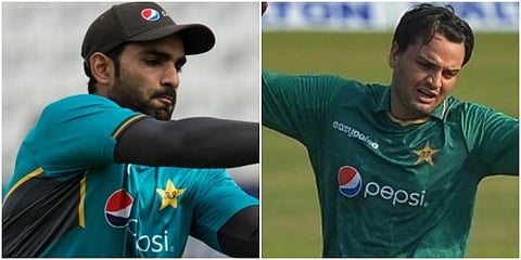 Pakistani batter Asif Ali (L) and leg-spinner Usman Qadir. (File photo| AFP)
