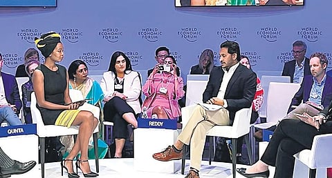 AP CM YS Jagan Mohan Reddy participates in a group discussion on Future-proofing Health Systems at the World Economic Forum (WEF) at Davos in Switzerland