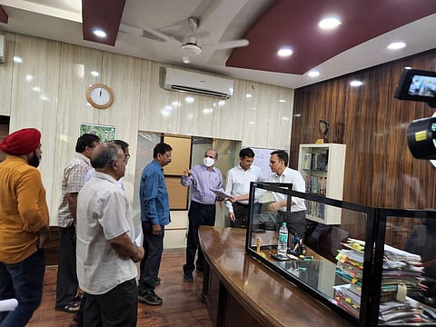 Eminent citizens sharing their concern over rising noise pollution with Raipur collector Saurabh Kumar | Express