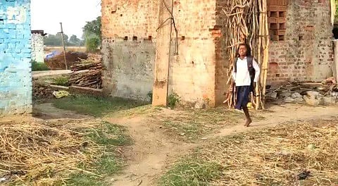 Seema Kumari on her way to school (Photo | Special arrangement)