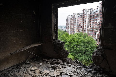 Debris cover the room of an apartment damaged during shelling in Kharkiv, eastern Ukraine, Saturday, May 21, 2022. (Photo | AP)