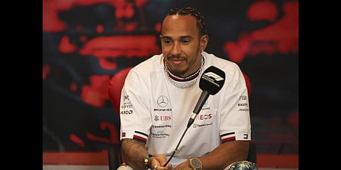 Mercedes driver Lewis Hamilton of Britain answers to reporters during a news conference ahead the free practice at the Monaco racetrack, in Monaco, Friday, May 27, 2022. (Photo | AP)