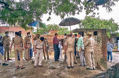 Special Investigation Team visits the Bikru village in Kanpur, where eight policemen were killed by gangster Vikas Dubey. (File | PTI)