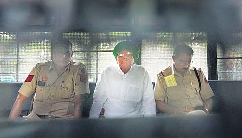 Former Haryana chief minister OP Chautala being taken to jail in a case related to disproportionate assets on Friday | PTI