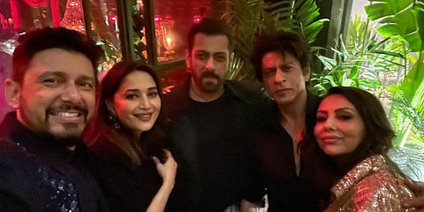 (From left) Dr Shriram Nene, Madhuri Dixit, Salman Khan, Shahrukh Khan and Gauri Khan. (Photo| Instagram)
