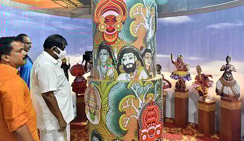 Transport Minister Antony Raju visits the exhibition stalls of the 'Ente Keralam' mega fair at Kanakakunnu ground in Thiruvananthapuram on Friday. (Photo | B P Deepu, EPS)