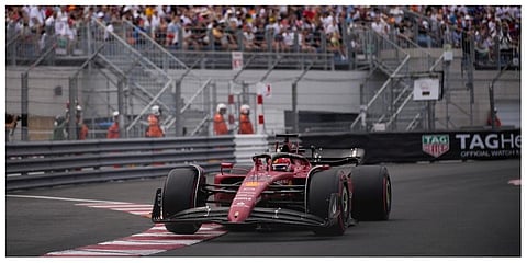 Ferrari driver Charles Leclerc of Monaco steers his car during qualifying session at the Monaco racetrack, in Monaco, Saturday, May 28, 2022. (Photo | AP)