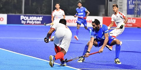 The Indians upped their game in the second quarter and created a few chances but that didn't result in a goal. (Photo | Hockey India Twitter)