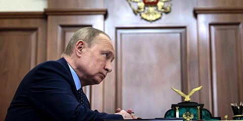 Russian President Vladimir Putin listens during a meeting in the Kremlin in Moscow, Russia. (File Photo | AP)