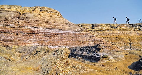 A hill formed from the accumulation of cyanide dust at KGF has become a major attraction after the release of the popular movie KGF Chapter 2. (Photo | EPS, Shriram BN)
