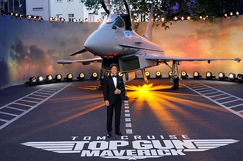 Tom Cruise poses for the media during the 'Top Gun Maverick' UK premiere at a central London cinema. (Photo | EPS)