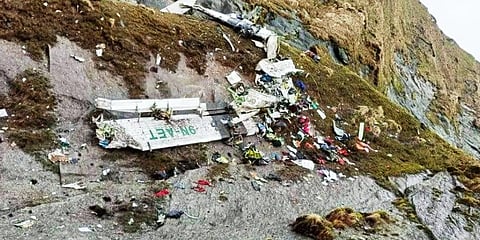 Photo of the wreckage shared by Nepali officials.