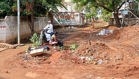 The rain has also worsened the condition of roads, which have been damaged owing to the ongoing underground drainage works. Photo | EPS)