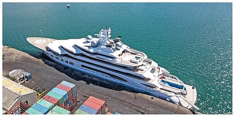 The superyacht Amadea is docked at the Queens Wharf in Lautoka, Fiji, on April 15 2022. (Photo |AP)