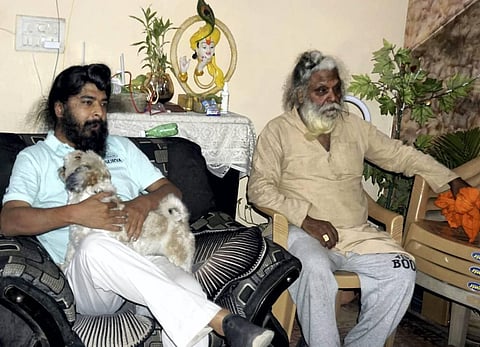 BJP leader Tajender Bagga at his residence after being released by police, at Janakpuri in New Delhi, Saturday, May 7, 2022. (Photo | PTI)