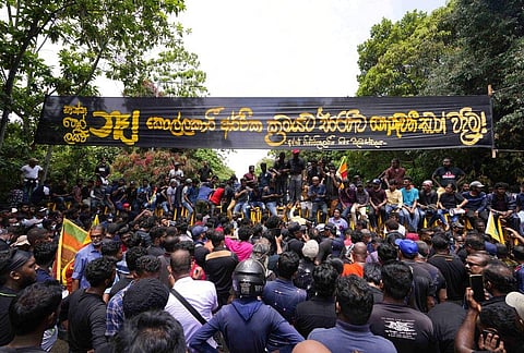 Sri Lankans protest demanding the resignation of the government in Colombo, Sri Lanka, Friday, May 6, 2022. (Photo | AP)