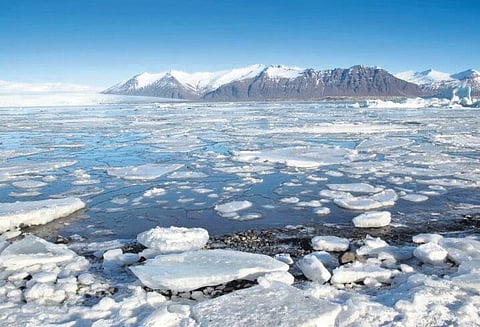 Representational image of melting snow caps as a result of climate change and global warming.
