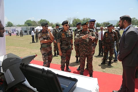 Army Vice Chief Lt Gen BS Raju speaking to vendors (Photo | Special arrangement)