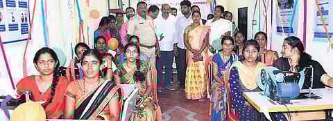 Women at the vocational training centre at Thirumani in Tumakuru district