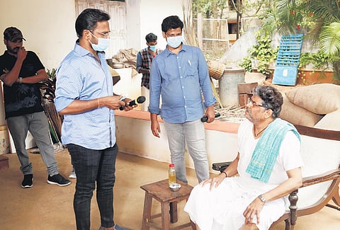KS Ravikumar on the sets of the film