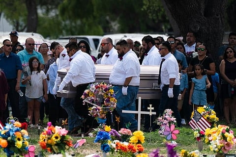 Pallbearers carry the casket of Amerie Jo Garza to her burial site in Uvalde, Texas. (Photo | AP)