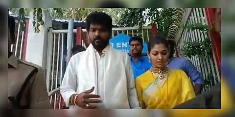 Vignesh and Nayanthara at Tirupati.(Photo | Twitter screengrab)