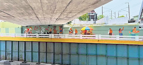 An art panel at a Chennai landmark.