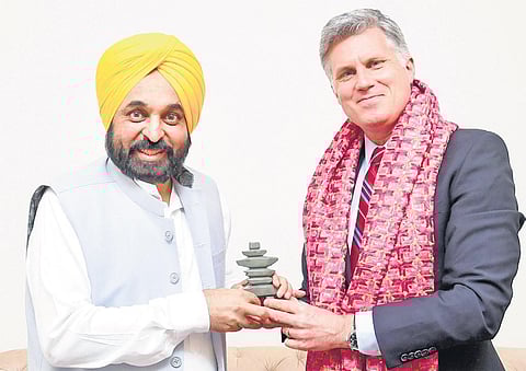 CM Bhagwant Mann with Canada High Commissioner Cameron Mackay | PTI