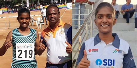 Mugada Sireesha with her coach (L)