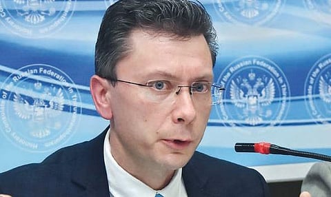 Roman Babushikin, Russian Deputy Chief of Mission to India, speaks at the Russian Cultural Centre in Thiruvananthapuram on Sunday | B P Deepu