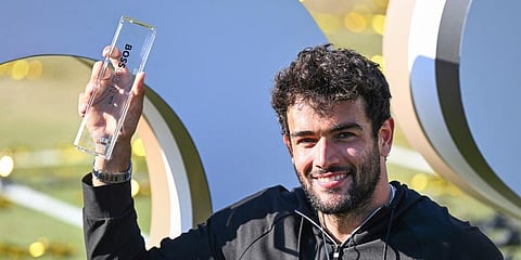 Matteo Berrettini celebrates with the trophy after defeating Andy Murray in the ATP tennis men's final match in Stuttgart, Germany. (Photo | AP)