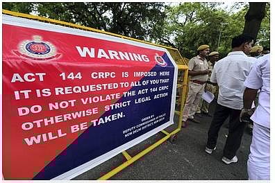 Delhi Police impose sec 144 Code ahead of Congress march. (Photo | PTI)