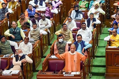 UP Chief Minister Yogi Adityanath in UP Assembly in Lucknow Wednesday. (File Photo | PTI)