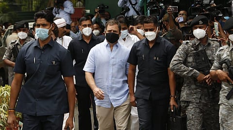 Congress leader Rahul Gandhi leaves for ED office after being summoned for questioning in the National Herald case, in New Delhi. (Photo | Shekhar Yadav, EPS)