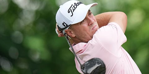 Justin Thomas watches his tee shot on the second hole during the fourth round of the Canadian Open golf tournament in Toronto. (Photo | AP)
