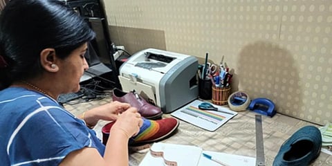 Ashish’s mother, Simmi Nanda, designing BeUnic’s ‘rainbow shoes’