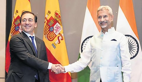 S Jaishankar with Spanish Foreign Minister Jose Manuel Albares in New Delhi | PTI