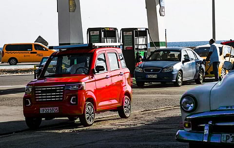 An electric powered car seen parked in Havana on May 25, 2022. (Photo | AFP)