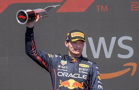 Red Bull Racing's Max Verstappen, of the Netherlands, celebrates after winning the Canadian Grand Prix auto race. (Photo| AP)