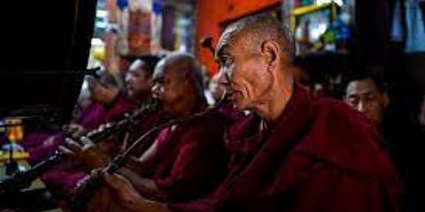 An image of Tibetian monks used for representational purpose.