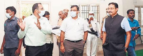 CEO Mukesh Kumar Meena inspects polling stations in Atmakur on Monday | express