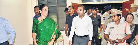 Education Minister Sabitha Indra Reddy arrives at IIIT-Basara on Monday