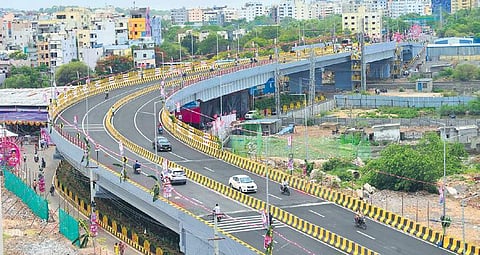 Motorists drive on the Kaithalapur flyover in Hyderabad on Tuesday