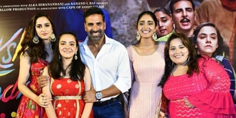 Akshay and the entire team of 'Raksha Bandhan' arrived to launch the trailer of their upcoming movie. (Photo | IANS)