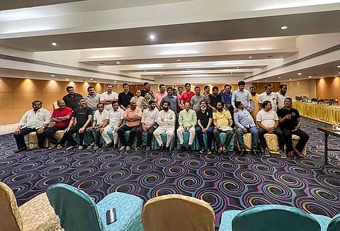 Maharashtra MLAs at a hotel, in Surat, Tuesday, June 21, 2022. (Photo | PTI)