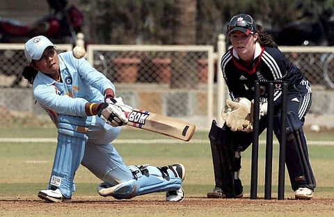 India's Rumeli Dhar in action during a T20 match against England in Mumbai.(File Photo | PTI)