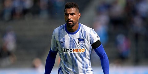 Berlin's Kevin-Prince Boateng during the German Bundesliga soccer match between Hertha BSC Berlin and VfL Wolfsburg in Berlin, Germany, Saturday, Aug. 21, 2021. (Photo | AP)