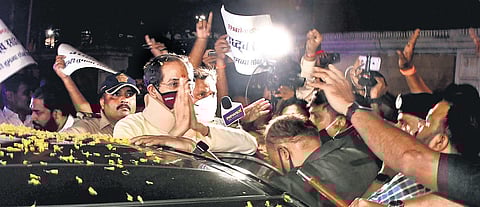 CM Uddhav Thackeray after vacating his official residence on Wednesday | pti