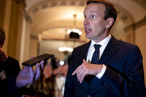 Sen. Chris Murphy, D-Conn., who has led the Democrats in bipartisan Senate talks to rein in gun violence, pauses for questions from reporters, at the Capitol in Washington. (Photo | AP)