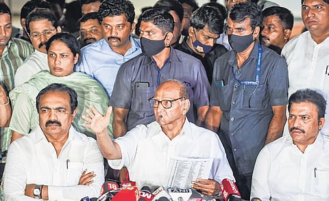 NCP chief Sharad Pawar addresses media in Mumbai on Thursday | PTI